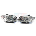 BMW SÉRIE 1 E81 E82 E87 E88 (04-11) PHARES AVANT DESIGN ANGEL EYES JAUNE FOND GRIS